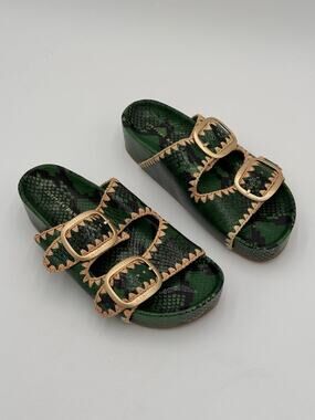 NEW Loeffler Randall Theo Two Band Sandals Shoes in Green size 8